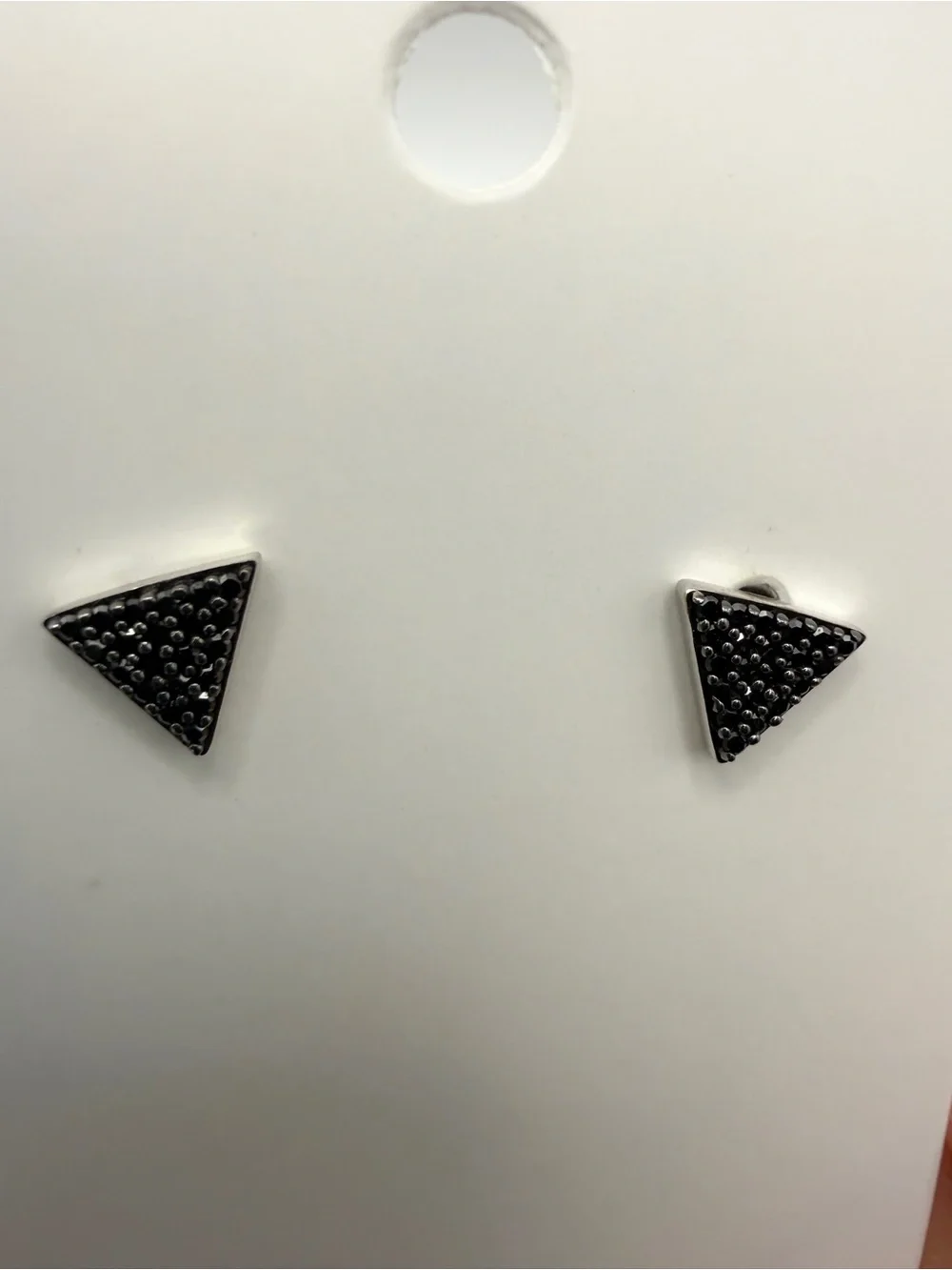 Jared Black Diamond and Silver Triangle Post Earrings